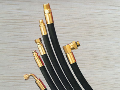 Several hydraulic hose assemblies.